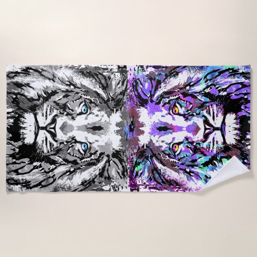 Grau Blue Lion Head - Cooles Leon Beach Handtuch (Vorderseite)