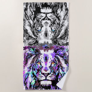Grau Blue Lion Head - Cooles Leon Beach Handtuch