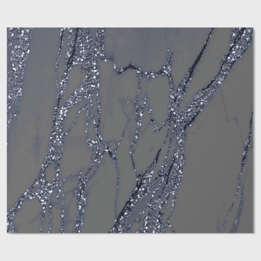 Grau Blue Navy Grafit Glitzer Marble Stone Lux Geschenkpapier (Flach)