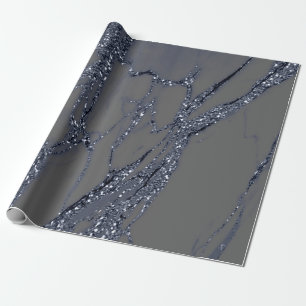 Grau Blue Navy Grafit Glitzer Marble Stone Lux Geschenkpapier