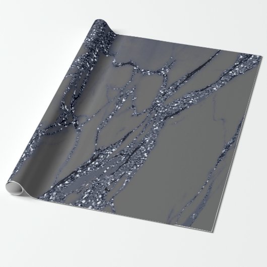 Grau Blue Navy Grafit Glitzer Marble Stone Lux Geschenkpapier (Ungerollt)