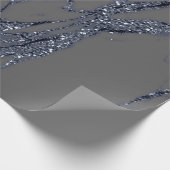 Grau Blue Navy Grafit Glitzer Marble Stone Lux Geschenkpapier (Ecke)