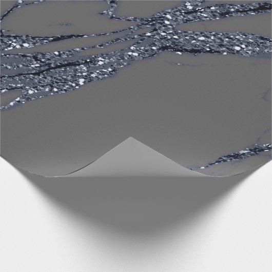 Grau Blue Navy Grafit Glitzer Marble Stone Lux Geschenkpapier (Ecke)