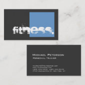 Grau Blue Personal Trainer Fitness Business Card Visitenkarte (Vorne/Hinten)