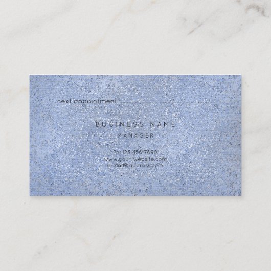 Grau Blue Silver Crystal Cement Vip Ernennung Terminkarte (Rückseite)