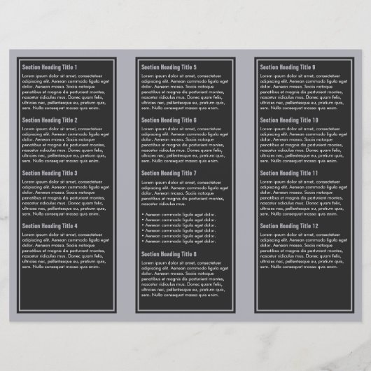 Grau Blue Simple Border Broschüre (Rückseite)