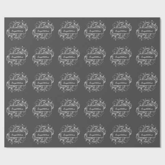 Grau-Blüh-Wrapping-Papier Geschenkpapier (Flach)