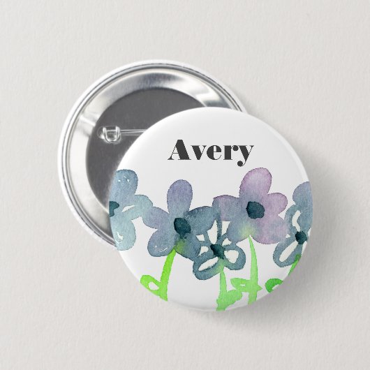Grau-Blume-Individuelle Name-Tag Button (Vorne & Hinten)