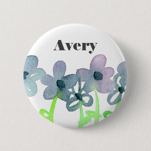 Grau-Blume-Individuelle Name-Tag Button