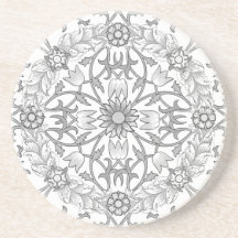 Grau Blume Wreath Country Sandstone Untersetzer