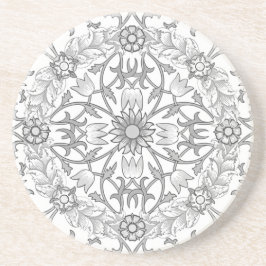 Grau Blume Wreath Country Sandstone Untersetzer