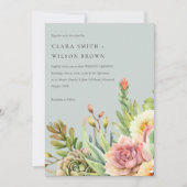 GRAU BLUSH DESERT ERFOLGREICH CACTI FOLIAGE WEDD EINLADUNG (Vorderseite)