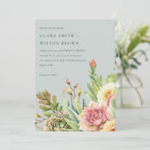 GRAU BLUSH DESERT ERFOLGREICH CACTI FOLIAGE WEDD EINLADUNG (Stehend Vorderseite)