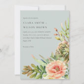 GRAU BLUSH DESERT ERFOLGREICH CACTI FOLIAGE WEDD EINLADUNG (Vorderseite)