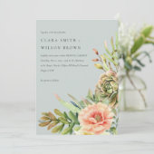 GRAU BLUSH DESERT ERFOLGREICH CACTI FOLIAGE WEDD EINLADUNG (Stehend Vorderseite)