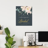 GRAU BLUSH FLORAL WATERCOLOR BRAUTPARTY WILLKOMMEN POSTER (Heimbüro)