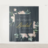 GRAU BLUSH FLORAL WATERCOLOR BRAUTPARTY WILLKOMMEN WANDTEPPICH (Vorderseite)