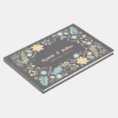 Grau Blush Pink Aqua Moderne Blumenhochzeit Gästebuch (Ecke)
