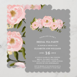 Grau | Blush Pink Peonies Bridal Tee Party Einladung