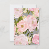 Grau | Blush Pink Peonies Wedding RSVP Karte (Rückseite)