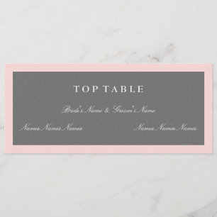 Grau & Blush Rosa Oberste Tischplan Karte