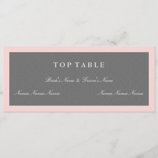 Grau & Blush Rosa Oberste Tischplan Karte