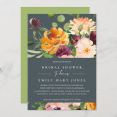 GRAU BLUSH YELLOW ORANGE FLORAL BRAUTPARTY EINLADUNG (Vorne/Hinten)