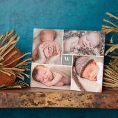 Grau Box Einfache Monogram Neue Baby Foto Collage Fotoplatte (Seite)