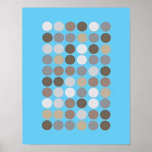 Grau & Braun Circles Blau Modernes Muster Abstrakt Poster (Vorne)