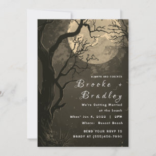 Grau-braune Wald- und Palmond-Gothic-Hochzeit Einladung
