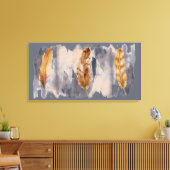 Grau Brown Feathers Aquarellbilder Canvas Print Leinwanddruck (Insitu (Wohnzimmer))