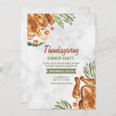 Grau Brown Türkei Erntedank Dinner Party Einladung (Vorne/Hinten)