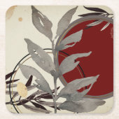 Grau Burgund & Cream Abstrakte Wasserfarbe Rechteckiger Pappuntersetzer (Vorderseite)