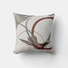Grau & Burgund Künstlerisches Hummingbird Design Kissen