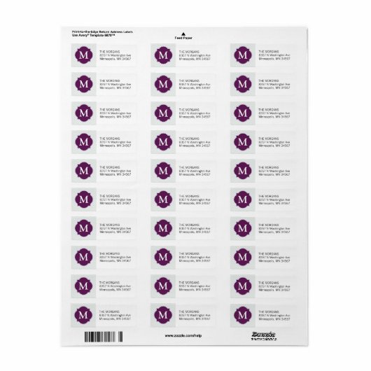 Grau & Burgund Modernes Zickzack Monogramm (Vorne)