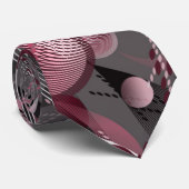 Grau, Burgund, weiß abstraktes Muster. Krawatte (Gerollt)