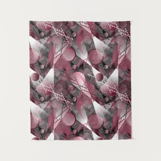 Grau, Burgund, weiß abstraktes Muster. Wandteppich (Vorderseite)