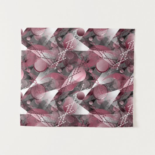 Grau, Burgund, weiß abstraktes Muster. Wandteppich (Vorderseite (Horizontal))