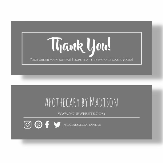 Grau | Business Danke Mini Card Mini Visitenkarte