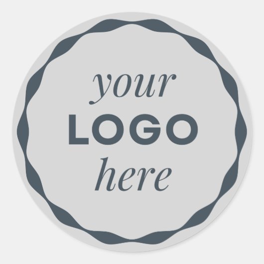 Grau-Business-Logo-Scallop-Circle-Aufkleber Runder Aufkleber (Vorderseite)