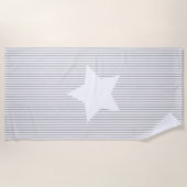 Grau Cabana Stripes & White Star Strandtuch (Vorderseite)