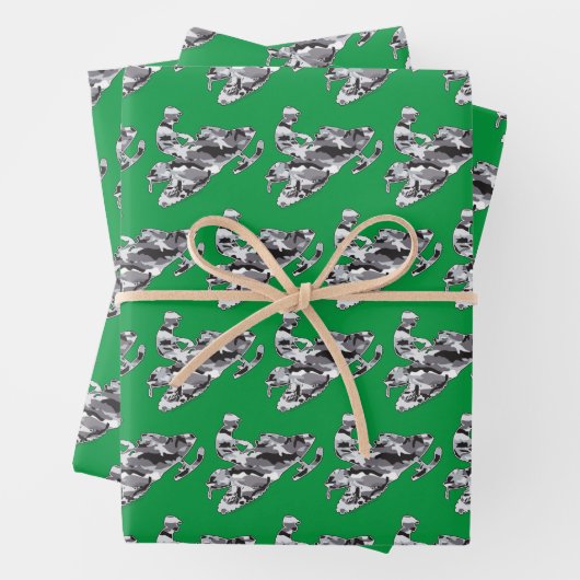 Grau Camouflage Snowmobiler Geschenkpapier Set (Beispiel)