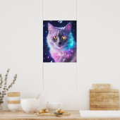 GRAU CAT RAINBOW SILVER ART POSTER (Küche)