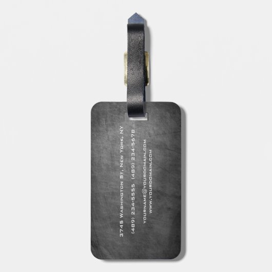 Grau Chalkboard Bold Monogram Minimalistisch Moder Gepäckanhänger (Rückseite vertikal)