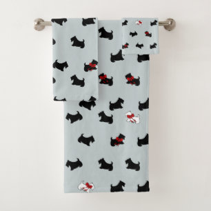 Grau Christmas Scottish Terrier Bath Towel Set