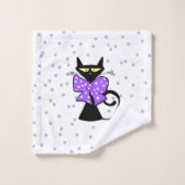 Grau Circle Cat KittenBadezimmer Handtuch Sets (Waschlappen)