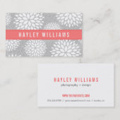 Grau & Coral Moderne Blume Visitenkarte (Vorne/Hinten)