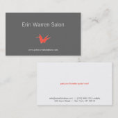 GRAU & CORAL ORIGAMI CRANE Visitenkarte (Vorne/Hinten)