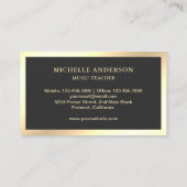 Grau Cream Gold Piano Klavierlehrer Pianist Visitenkarte (Rückseite)