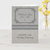 Grau Damask Blumenrahmen Karte (Gelbe Blume)